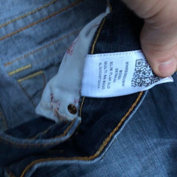 RARE True Religion Jeans Size 32 STRAIGHT Blue - Picture 3 of 7